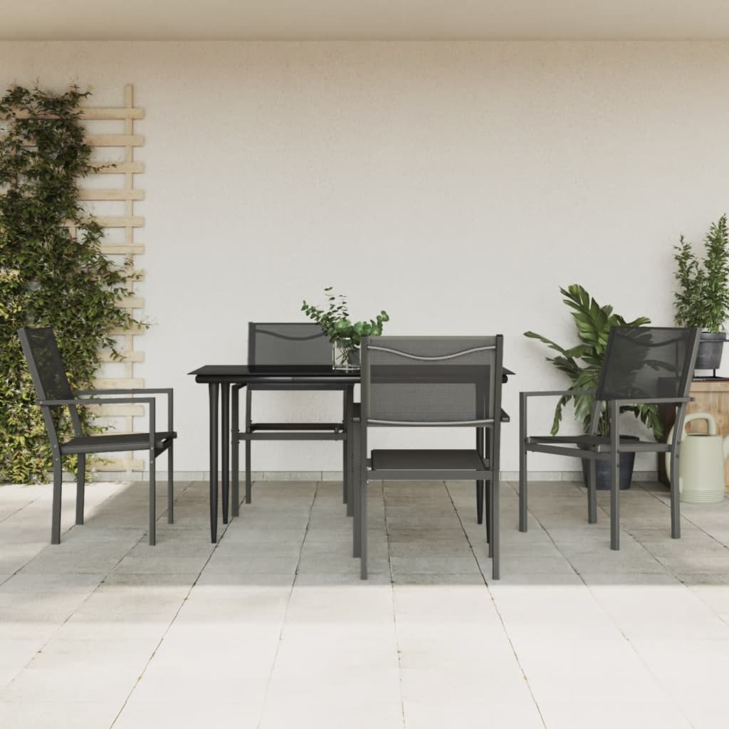 5-delige Tuinset textileen en staal zwart is nu te koop bij PeponiXL, paradijselijk wonen!
