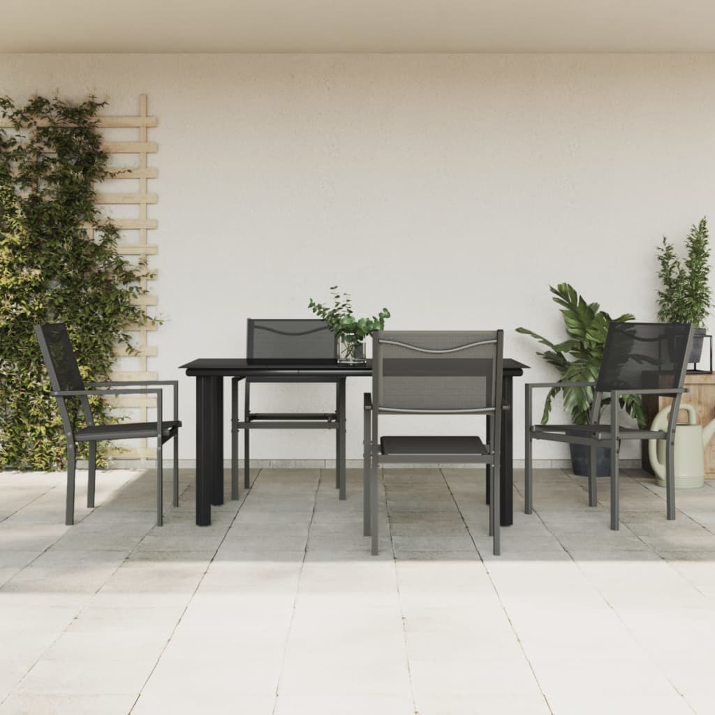 5-delige Tuinset textileen en staal zwart is nu te koop bij PeponiXL, paradijselijk wonen!
