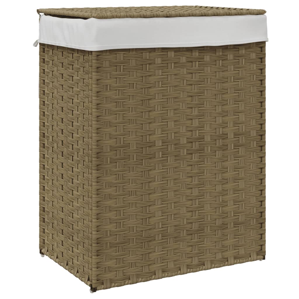 Wasmand met deksel 46x33x60 cm poly rattan is nu te koop bij PeponiXL, paradijselijk wonen!