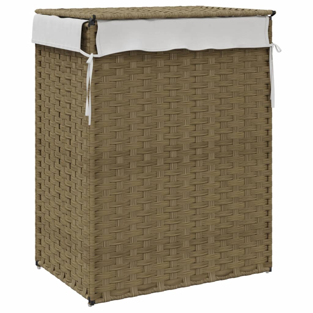 Wasmand met deksel 46x33x60 cm poly rattan is nu te koop bij PeponiXL, paradijselijk wonen!