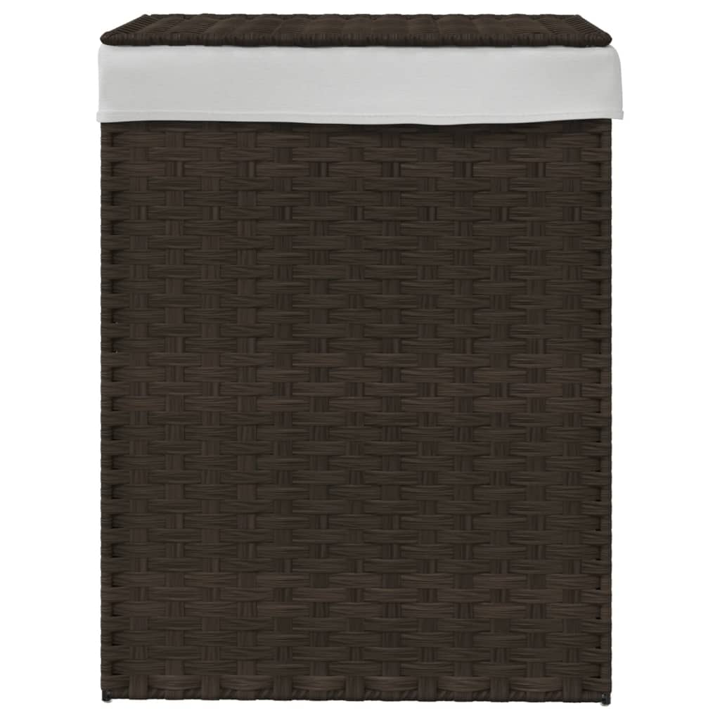 Wasmand met deksel 46x33x60 cm poly rattan donkerbruin is nu te koop bij PeponiXL, paradijselijk wonen!