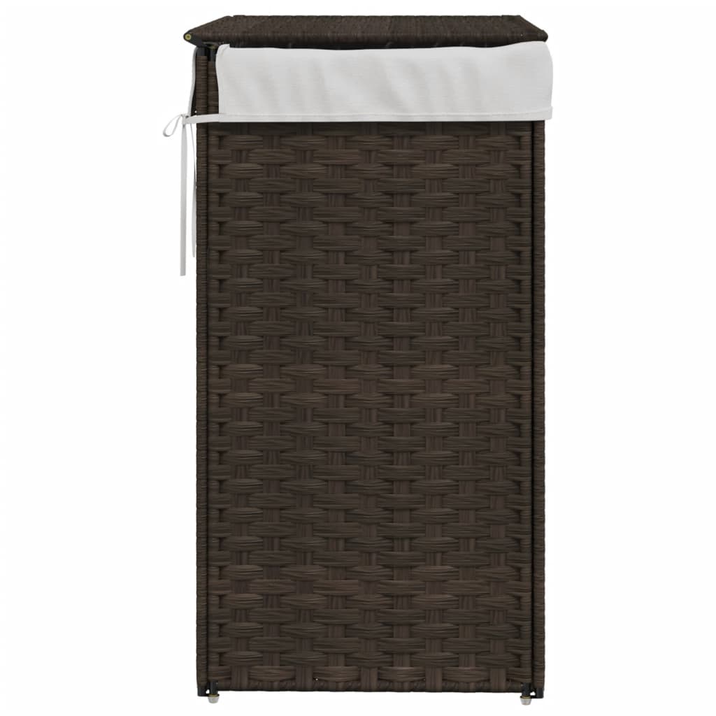 Wasmand met deksel 46x33x60 cm poly rattan donkerbruin is nu te koop bij PeponiXL, paradijselijk wonen!