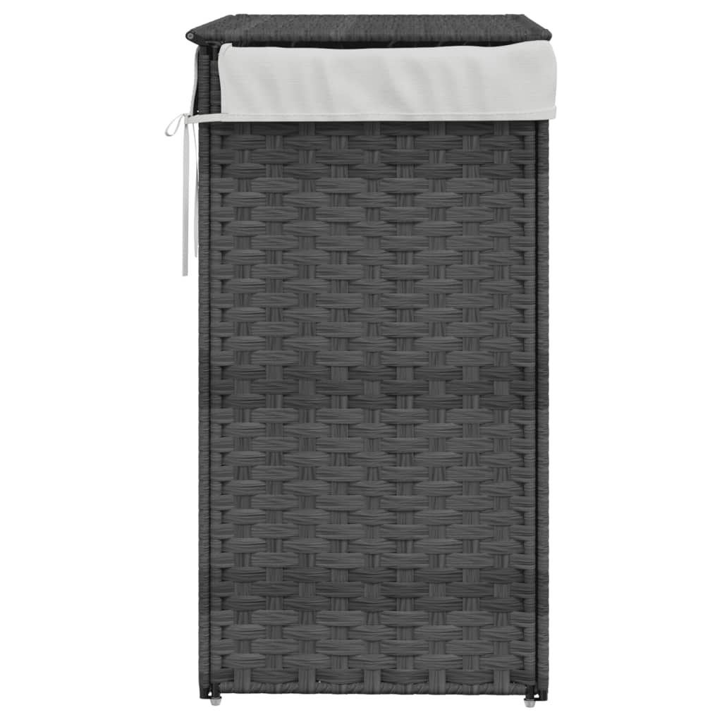 Wasmand met deksel 46x33x60 cm poly rattan grijs is nu te koop bij PeponiXL, paradijselijk wonen!