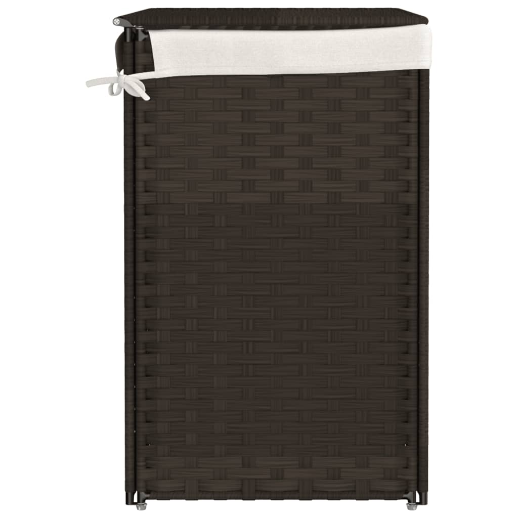 Wasmand met 2 vakken 53x35x57 cm poly rattan donkerbruin is nu te koop bij PeponiXL, paradijselijk wonen!