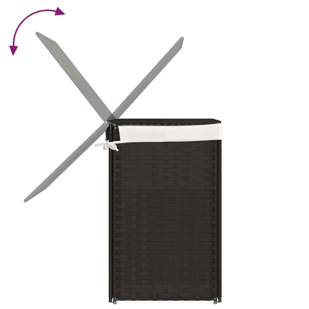 Wasmand met 2 vakken 53x35x57 cm poly rattan donkerbruin is nu te koop bij PeponiXL, paradijselijk wonen!