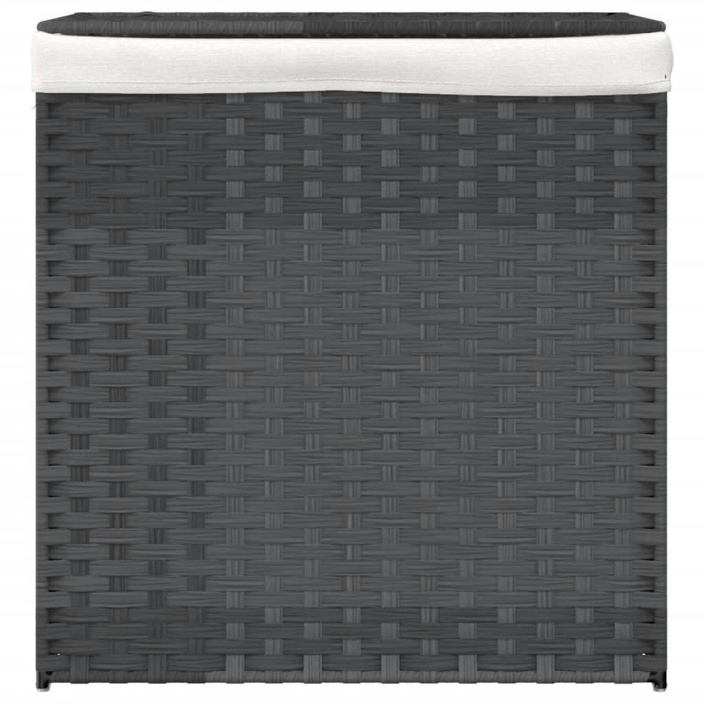 Wasmand met 2 vakken 53x35x57 cm poly rattan grijs is nu te koop bij PeponiXL, paradijselijk wonen!