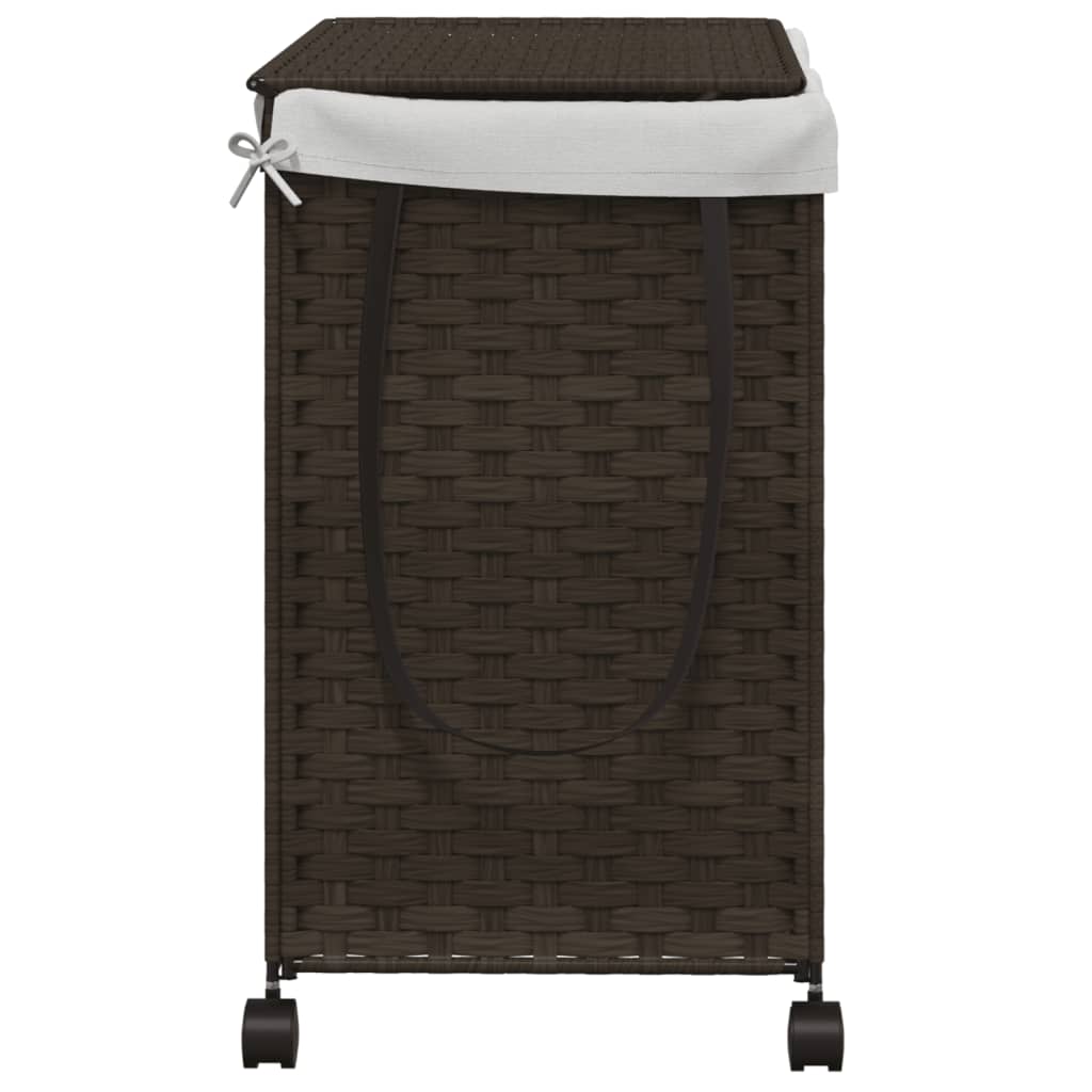 Wasmand op wielen 60x35x60,5 cm rattan donkerbruin is nu te koop bij PeponiXL, paradijselijk wonen!