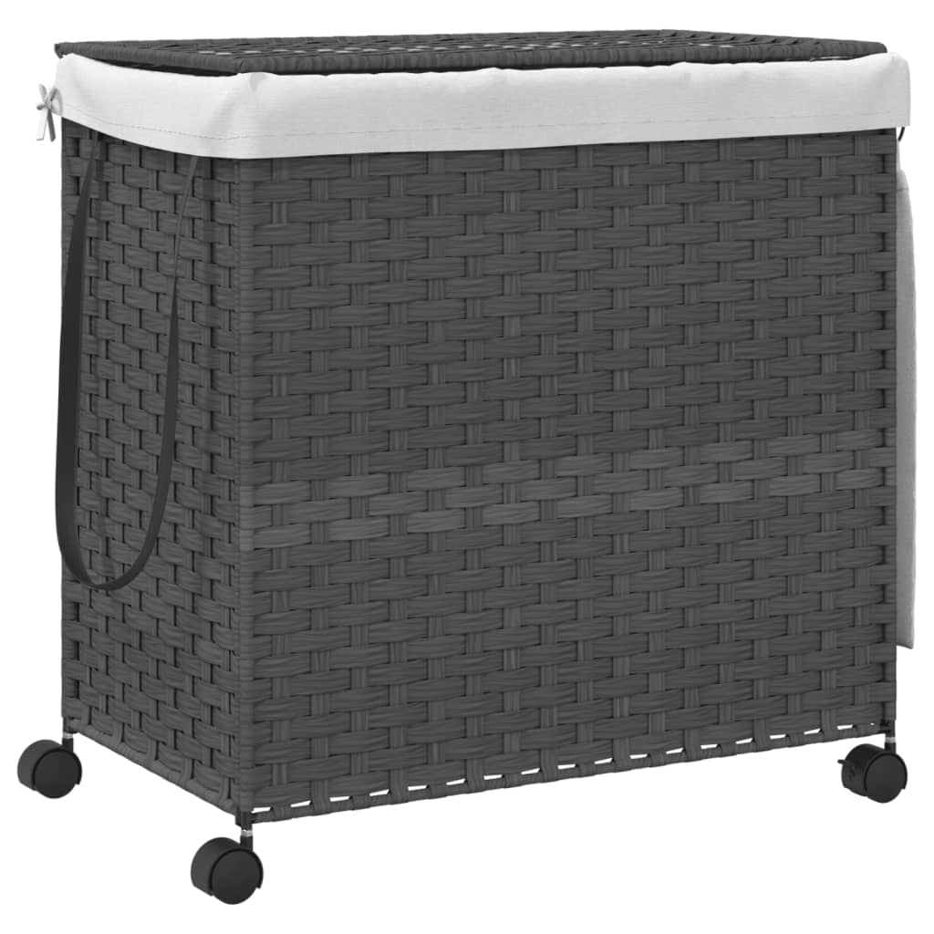 Wasmand op wielen 60x35x60,5 cm rattan grijs is nu te koop bij PeponiXL, paradijselijk wonen!