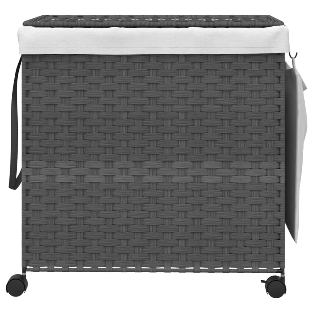 Wasmand op wielen 60x35x60,5 cm rattan grijs is nu te koop bij PeponiXL, paradijselijk wonen!