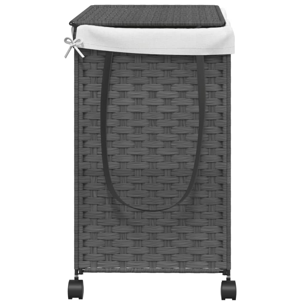 Wasmand op wielen 60x35x60,5 cm rattan grijs is nu te koop bij PeponiXL, paradijselijk wonen!