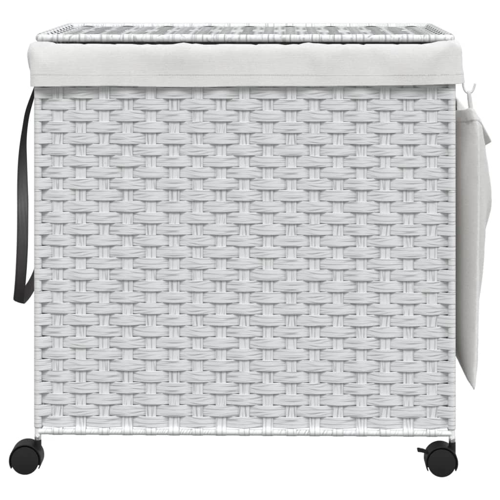 Wasmand op wielen 60x35x60,5 cm rattan wit is nu te koop bij PeponiXL, paradijselijk wonen!