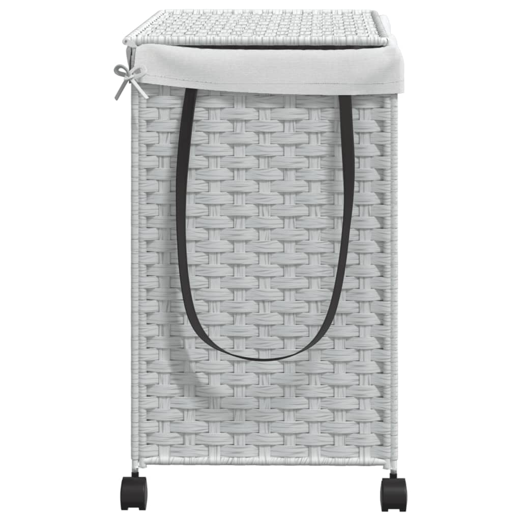 Wasmand op wielen 60x35x60,5 cm rattan wit is nu te koop bij PeponiXL, paradijselijk wonen!