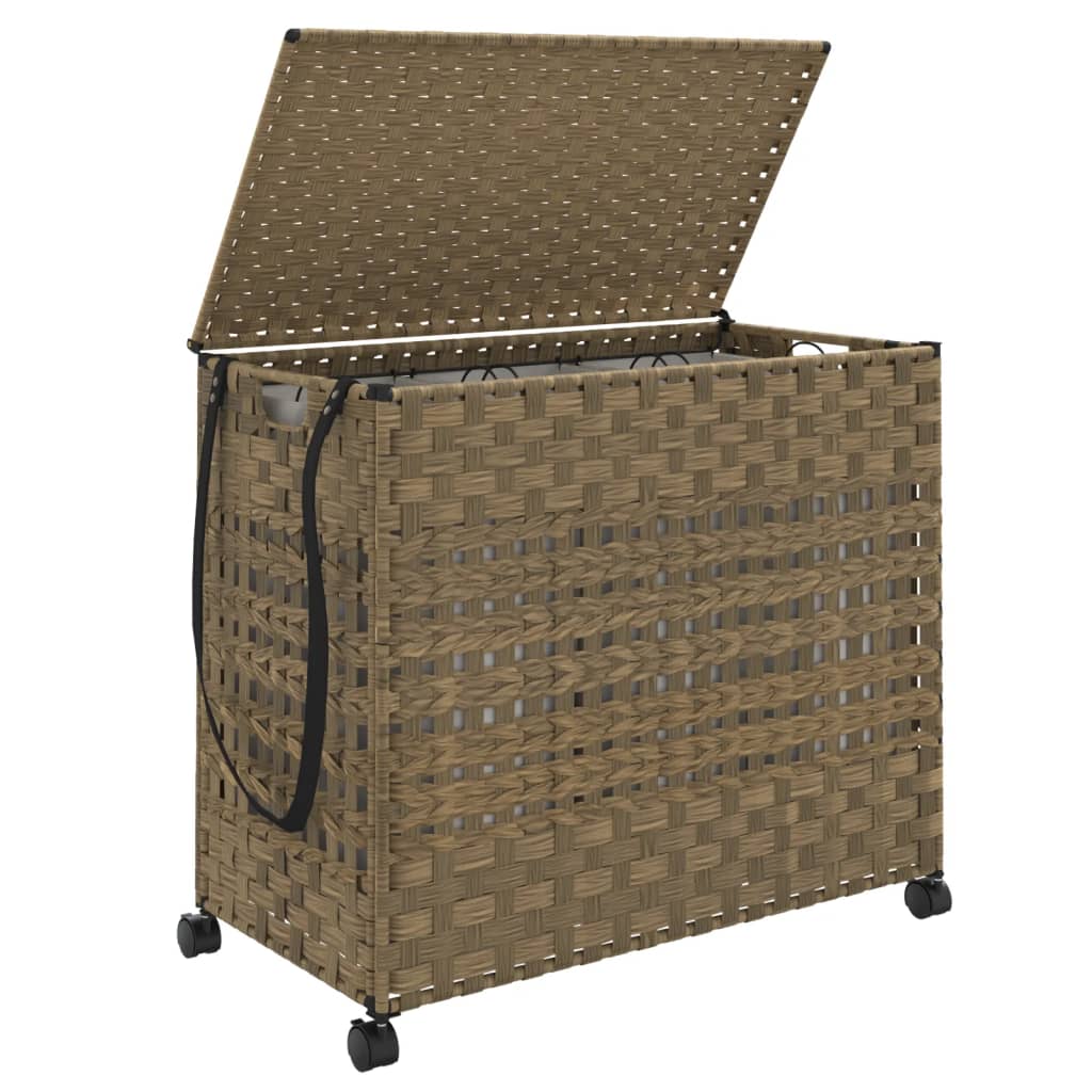 Wasmand op wielen 66x35x60 cm rattan is nu te koop bij PeponiXL, paradijselijk wonen!