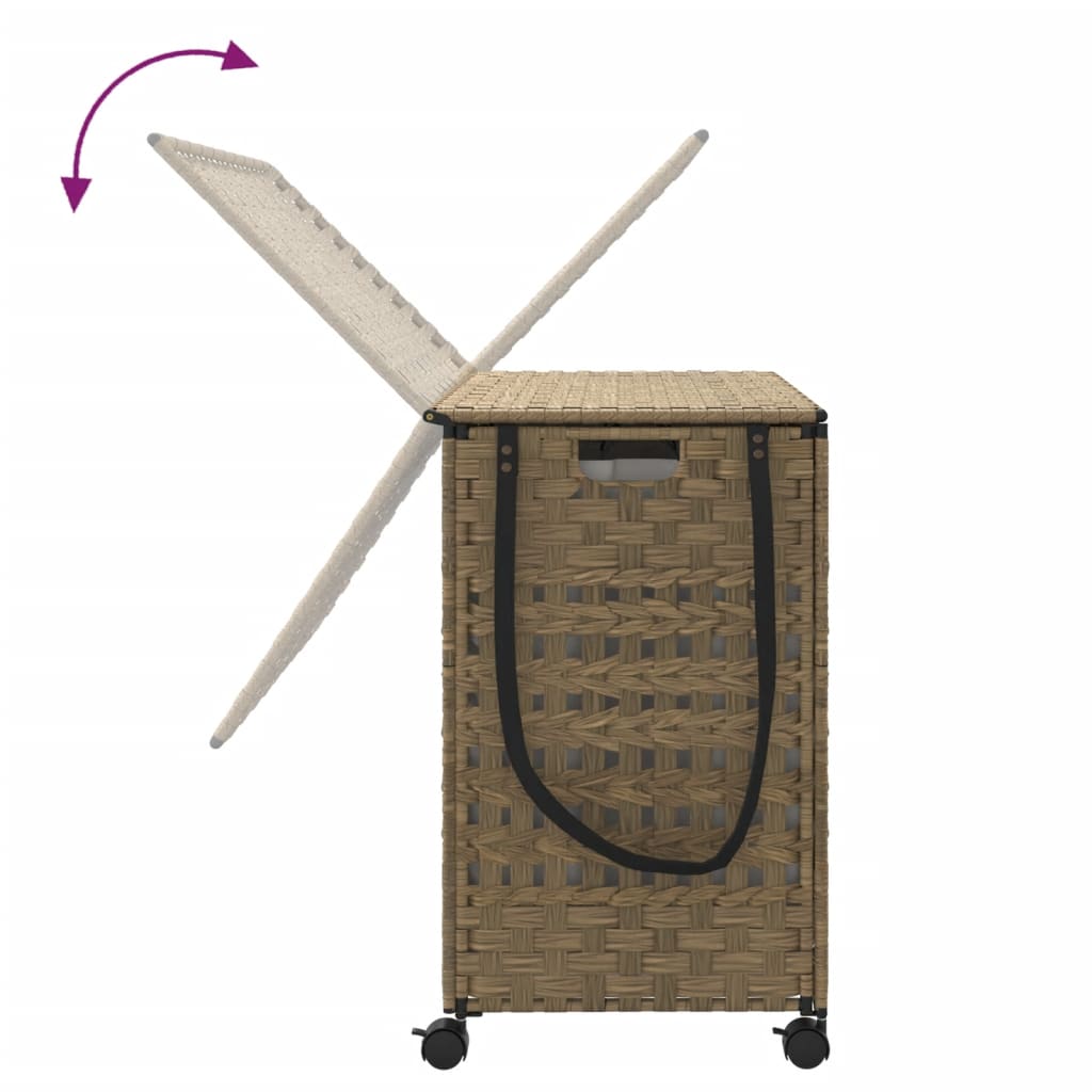 Wasmand op wielen 66x35x60 cm rattan is nu te koop bij PeponiXL, paradijselijk wonen!
