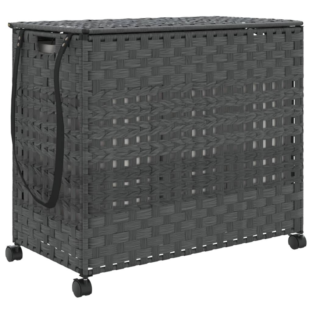 Wasmand op wielen 66x35x60 cm rattan grijs is nu te koop bij PeponiXL, paradijselijk wonen!