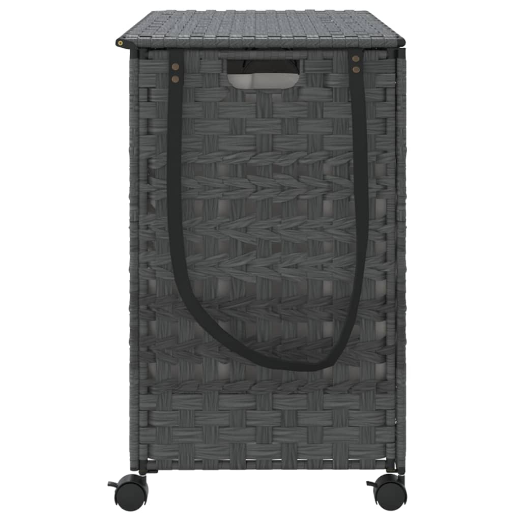 Wasmand op wielen 66x35x60 cm rattan grijs is nu te koop bij PeponiXL, paradijselijk wonen!