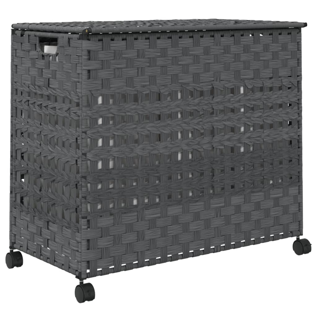 Wasmand op wielen 66x35x60 cm rattan grijs is nu te koop bij PeponiXL, paradijselijk wonen!