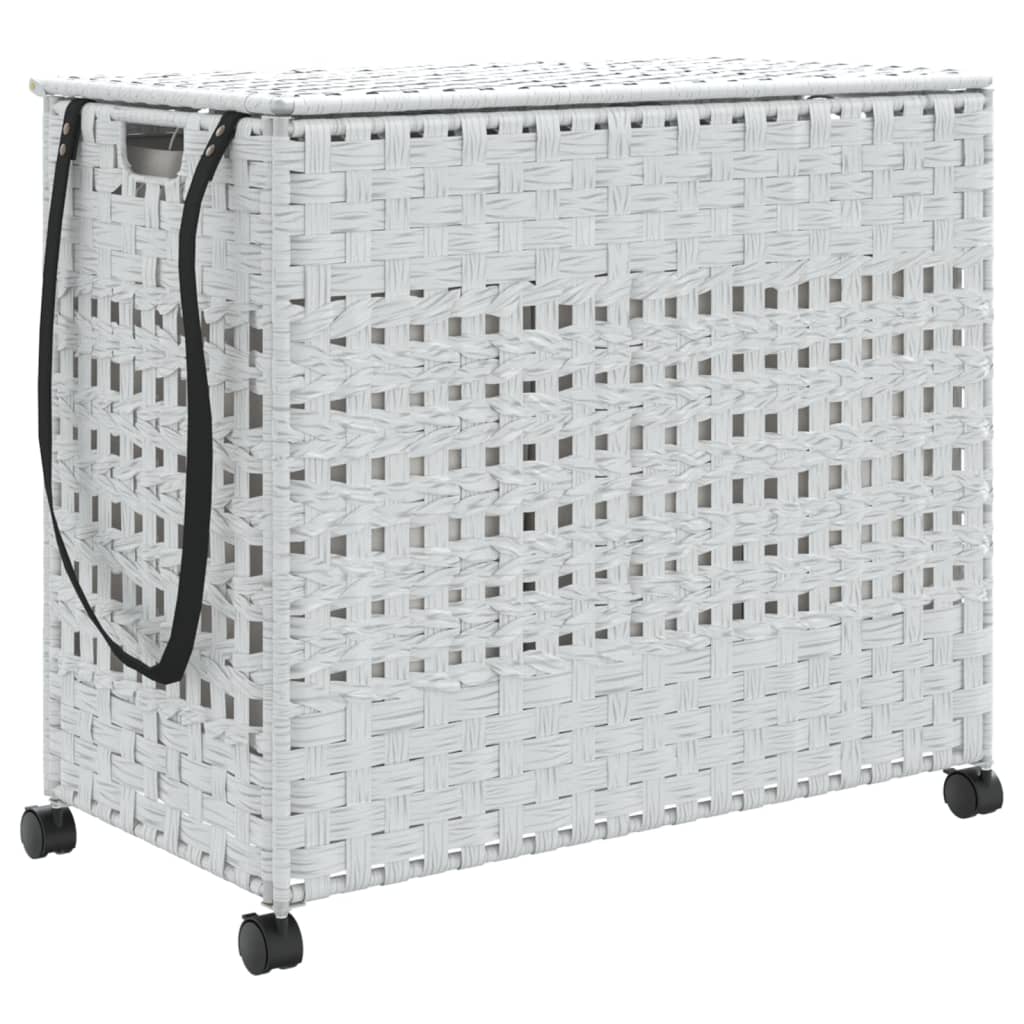 Wasmand op wielen 66x35x60 cm rattan wit is nu te koop bij PeponiXL, paradijselijk wonen!