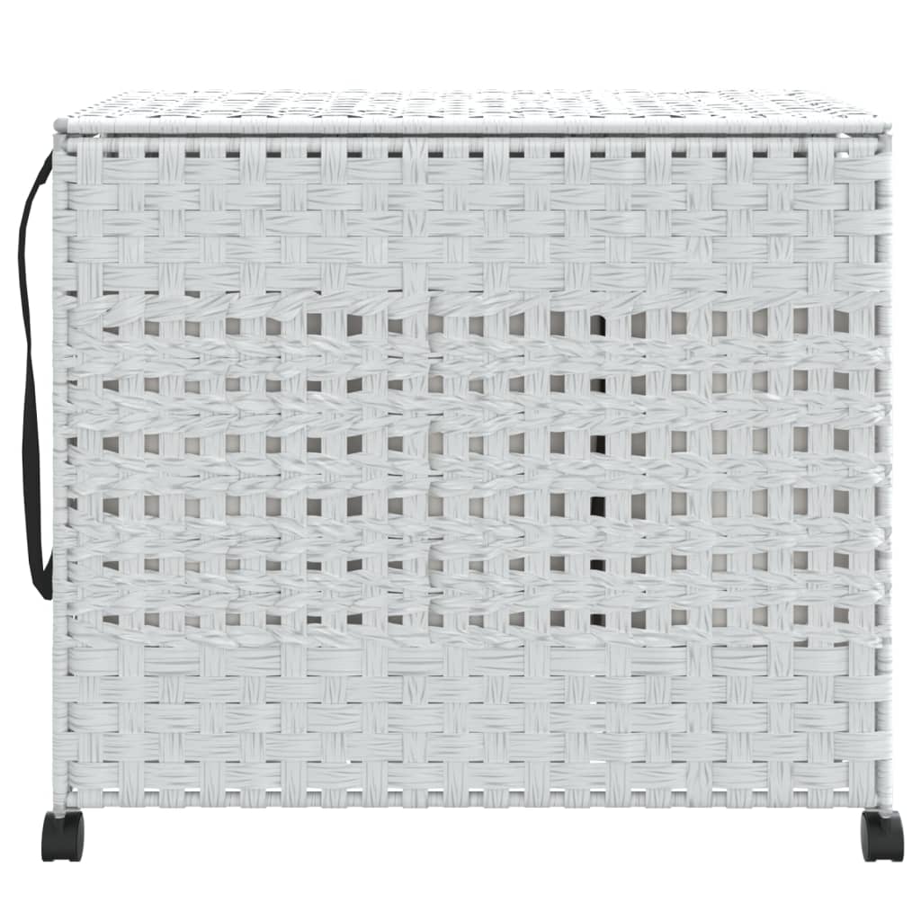 Wasmand op wielen 66x35x60 cm rattan wit is nu te koop bij PeponiXL, paradijselijk wonen!