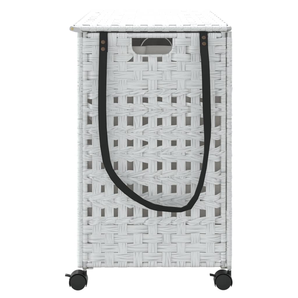 Wasmand op wielen 66x35x60 cm rattan wit is nu te koop bij PeponiXL, paradijselijk wonen!