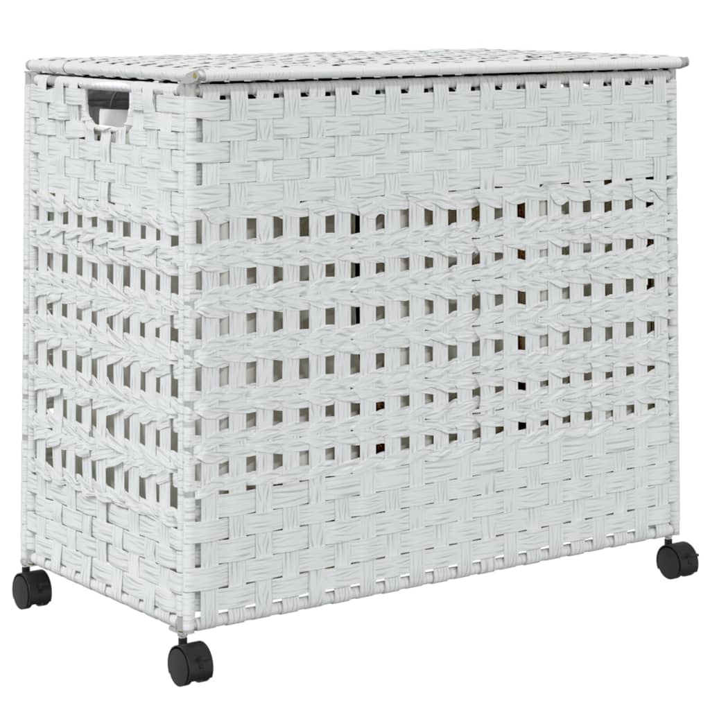 Wasmand op wielen 66x35x60 cm rattan wit is nu te koop bij PeponiXL, paradijselijk wonen!