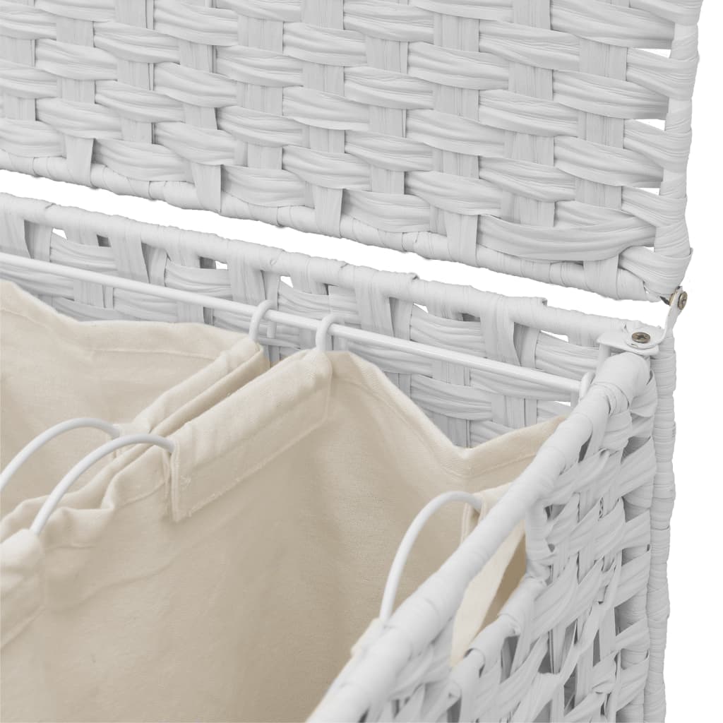 Wasmand op wielen 66x35x60 cm rattan wit is nu te koop bij PeponiXL, paradijselijk wonen!