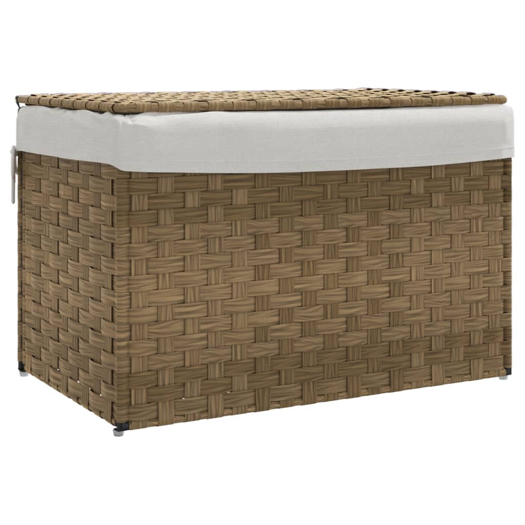 Wasmand met deksel 55,5x35x34 cm poly rattan is nu te koop bij PeponiXL, paradijselijk wonen!