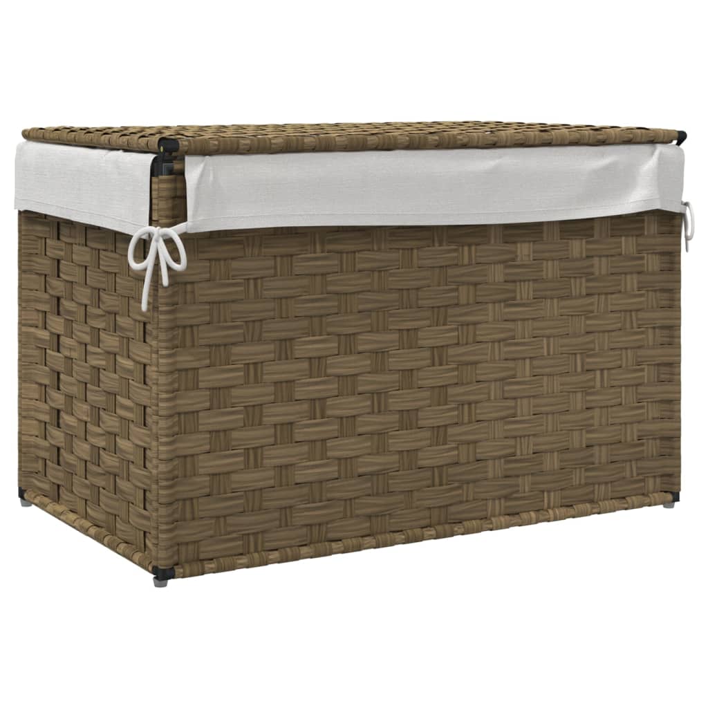 Wasmand met deksel 55,5x35x34 cm poly rattan is nu te koop bij PeponiXL, paradijselijk wonen!