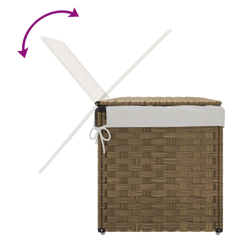 Wasmand met deksel 55,5x35x34 cm poly rattan is nu te koop bij PeponiXL, paradijselijk wonen!