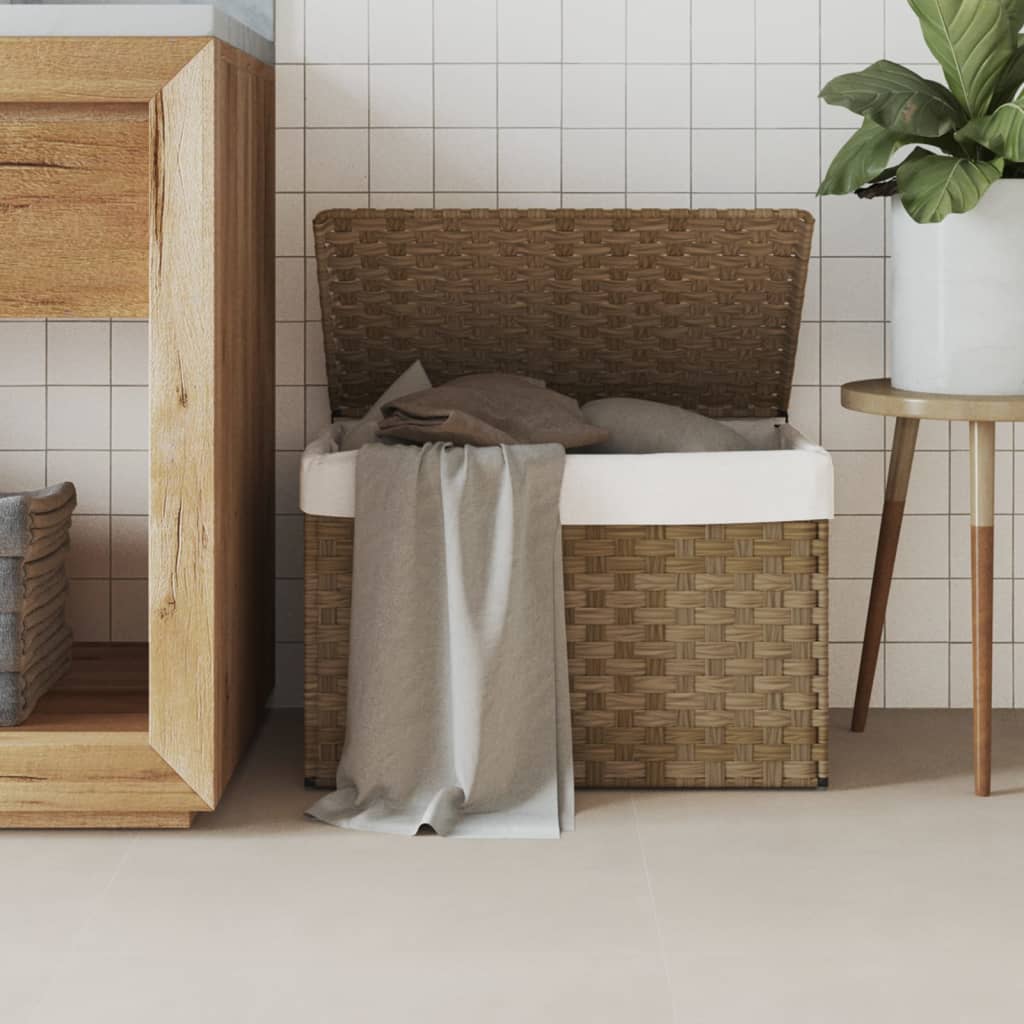 Wasmand met deksel 55,5x35x34 cm poly rattan is nu te koop bij PeponiXL, paradijselijk wonen!