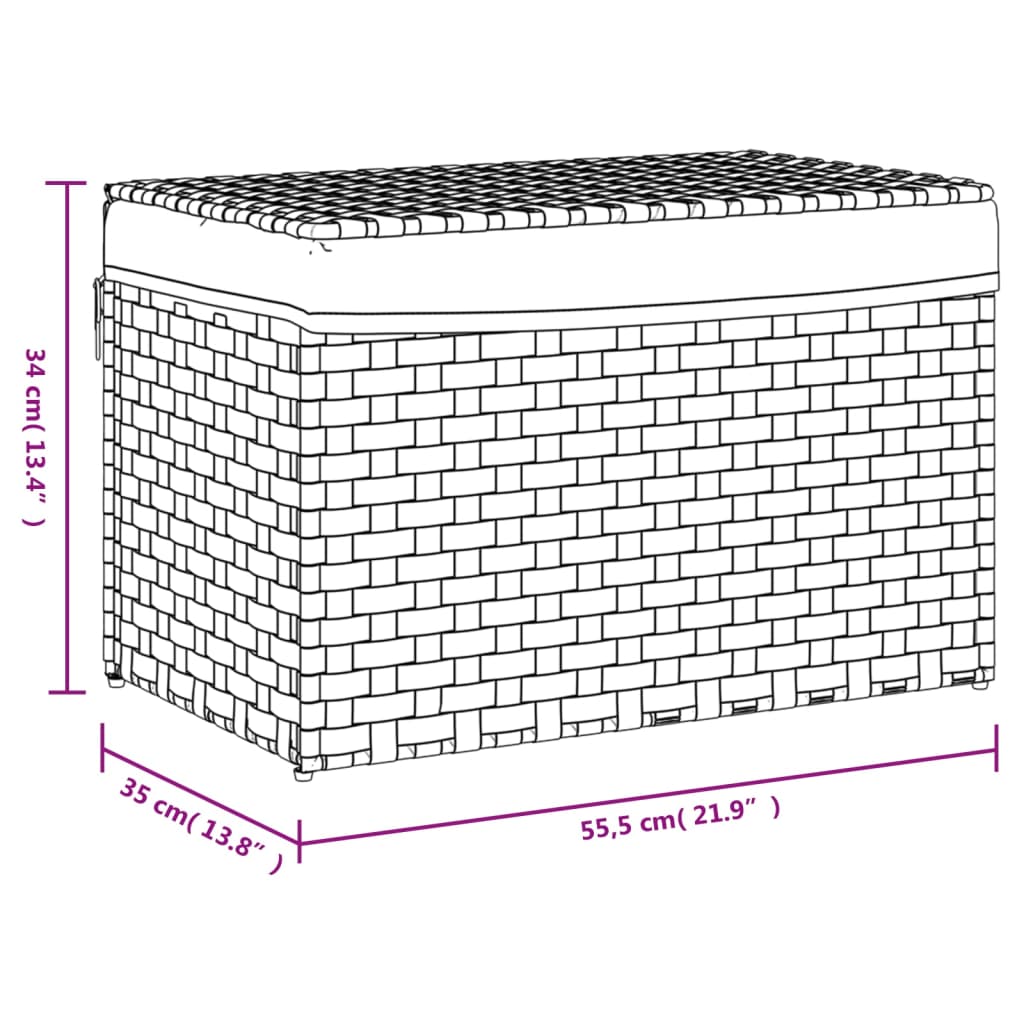 Wasmand met deksel 55,5x35x34 cm poly rattan is nu te koop bij PeponiXL, paradijselijk wonen!