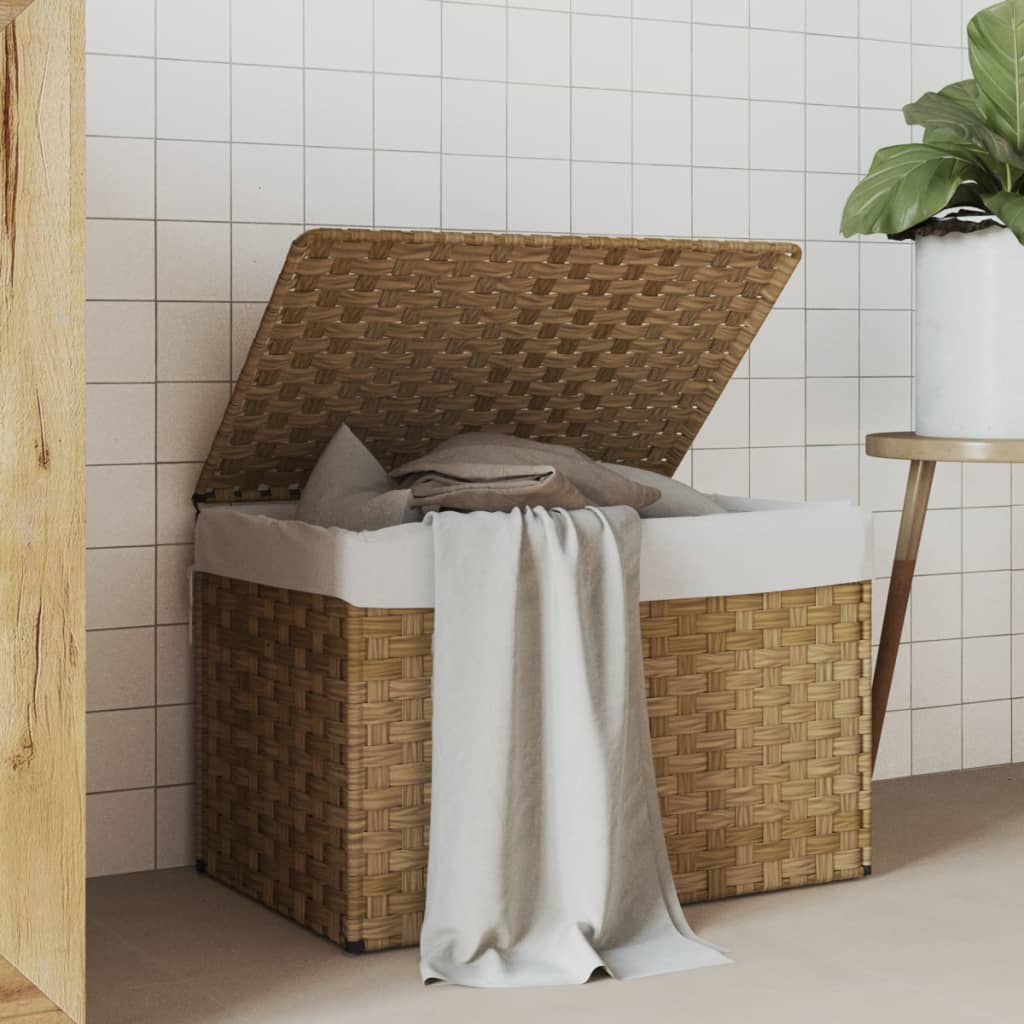 Wasmand met deksel 55,5x35x34 cm poly rattan is nu te koop bij PeponiXL, paradijselijk wonen!