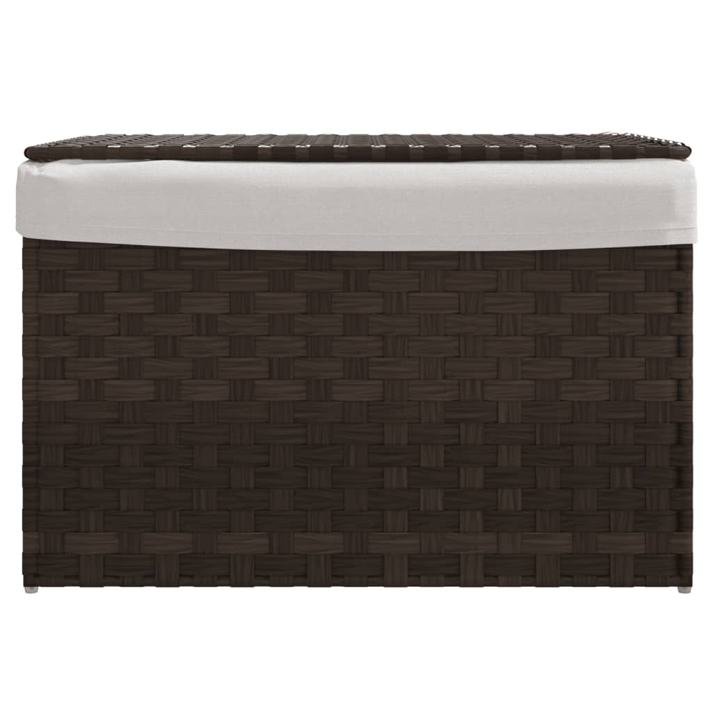 Wasmand met deksel 55,5x35x34 cm poly rattan donkerbruin is nu te koop bij PeponiXL, paradijselijk wonen!