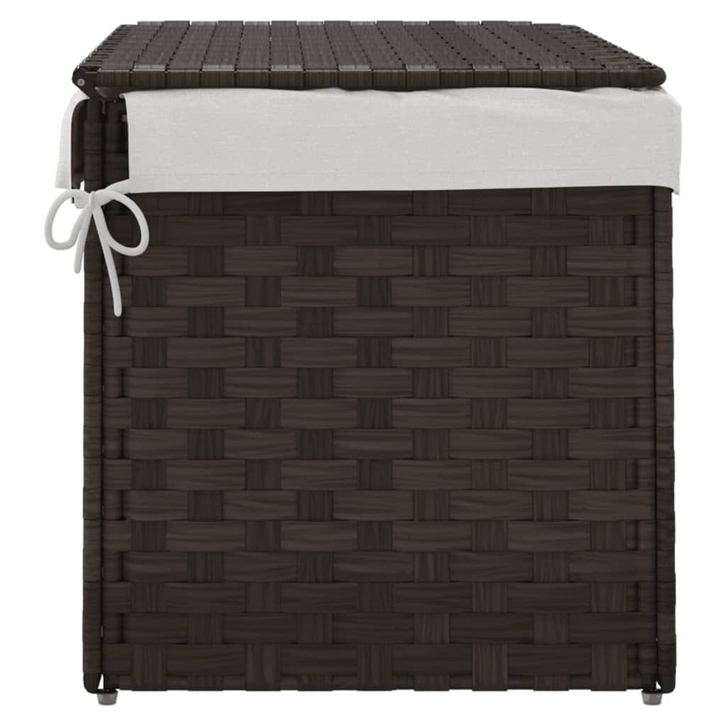 Wasmand met deksel 55,5x35x34 cm poly rattan donkerbruin is nu te koop bij PeponiXL, paradijselijk wonen!