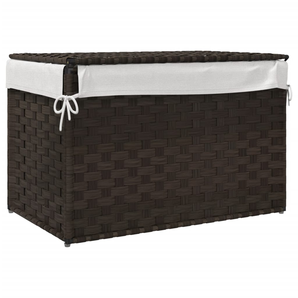 Wasmand met deksel 55,5x35x34 cm poly rattan donkerbruin is nu te koop bij PeponiXL, paradijselijk wonen!