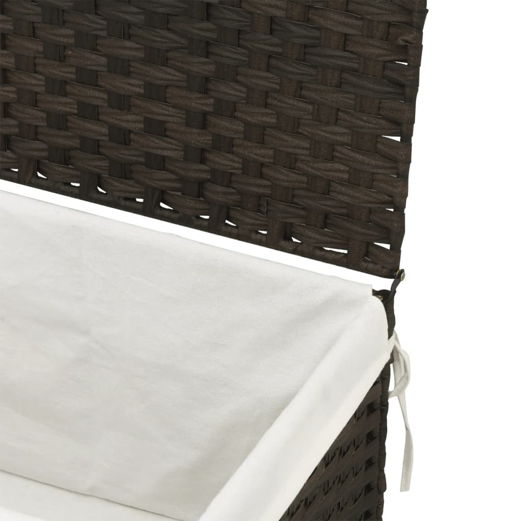 Wasmand met deksel 55,5x35x34 cm poly rattan donkerbruin is nu te koop bij PeponiXL, paradijselijk wonen!