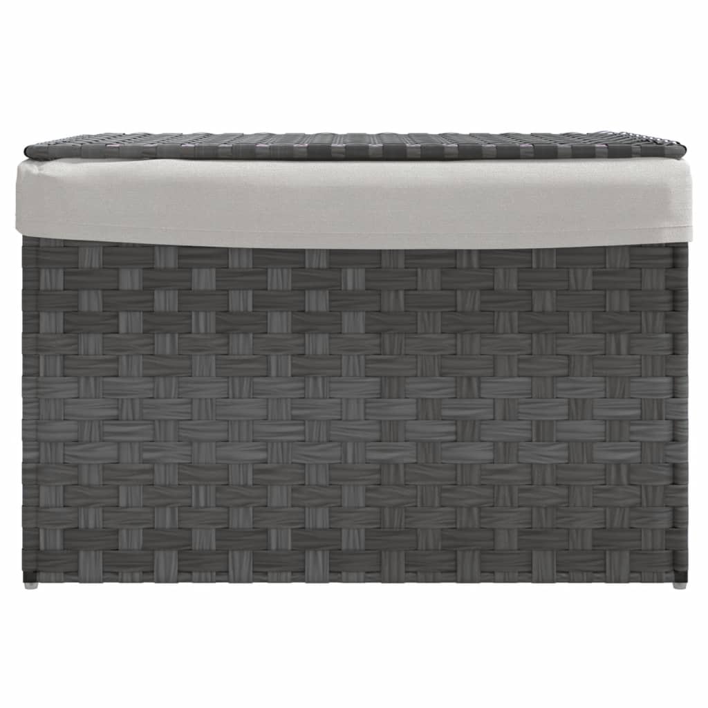 Wasmand met deksel 55,5x35x34 cm poly rattan grijs is nu te koop bij PeponiXL, paradijselijk wonen!