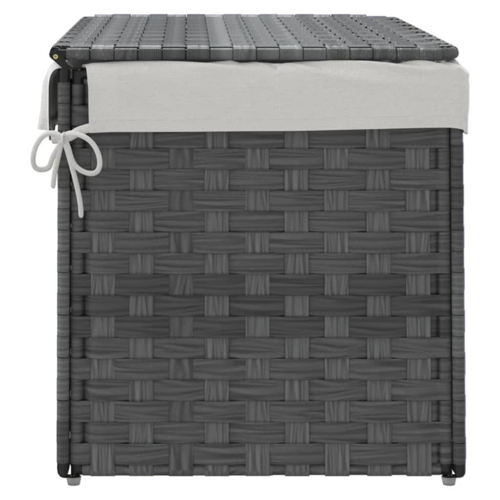 Wasmand met deksel 55,5x35x34 cm poly rattan grijs is nu te koop bij PeponiXL, paradijselijk wonen!