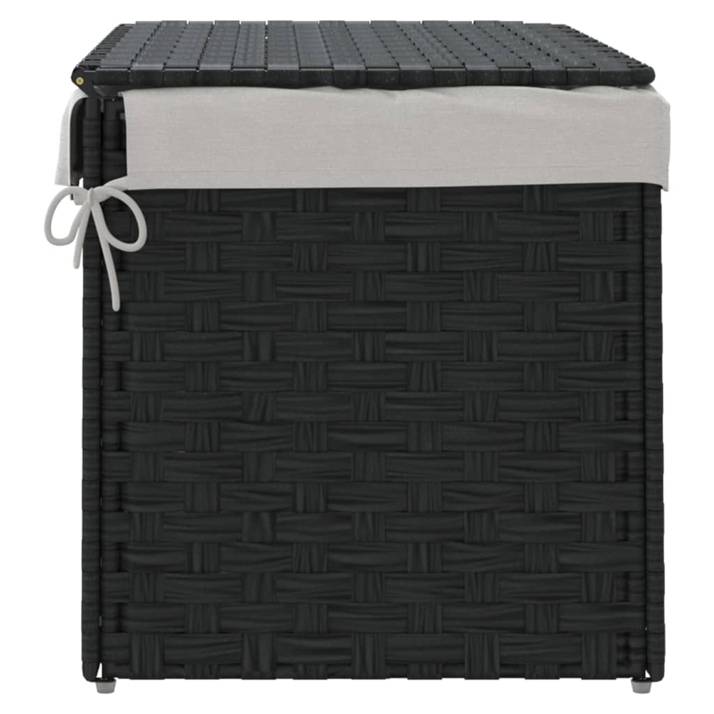 Wasmand met deksel 55,5x35x34 cm poly rattan zwart is nu te koop bij PeponiXL, paradijselijk wonen!