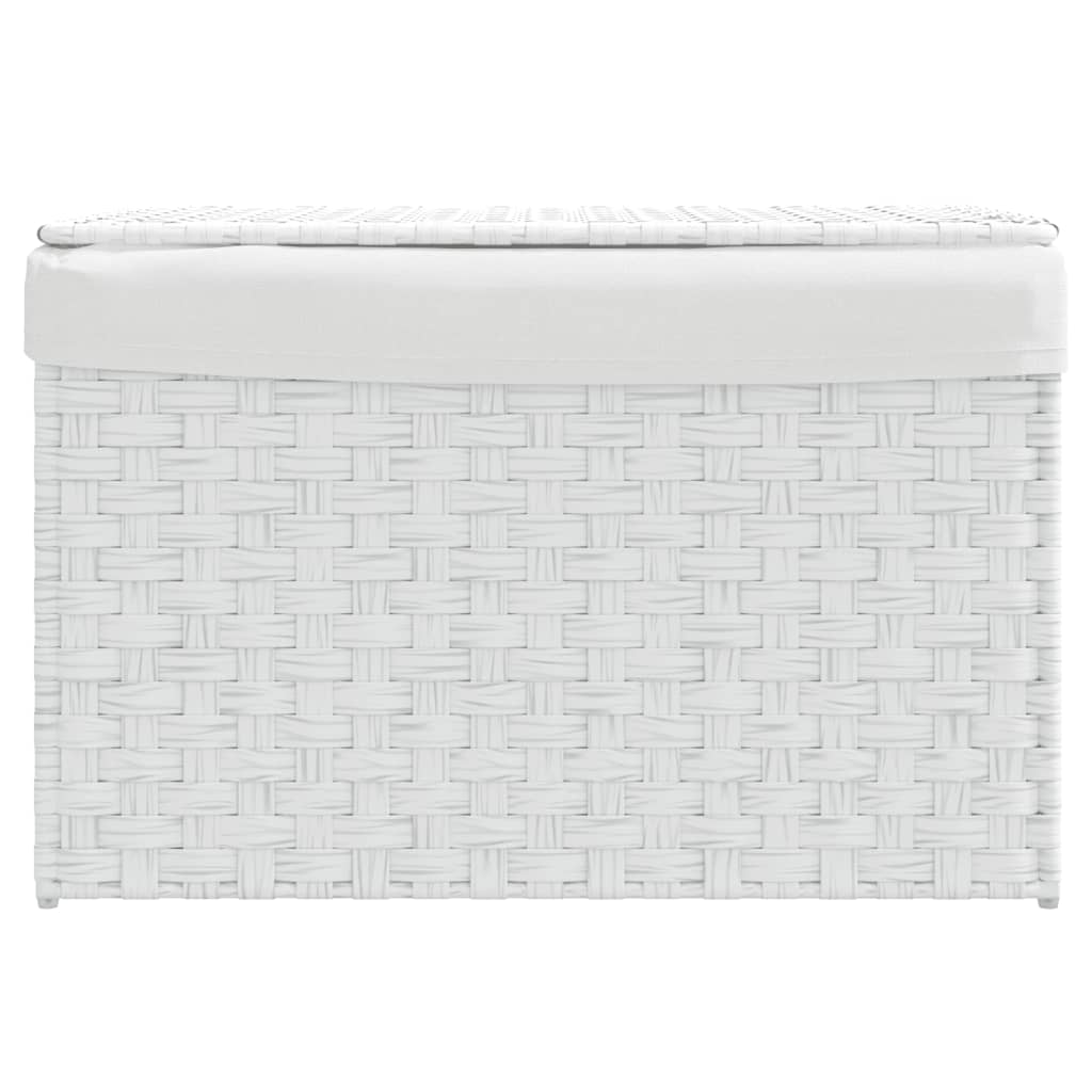 Wasmand met deksel 55,5x35x34 cm poly rattan wit is nu te koop bij PeponiXL, paradijselijk wonen!