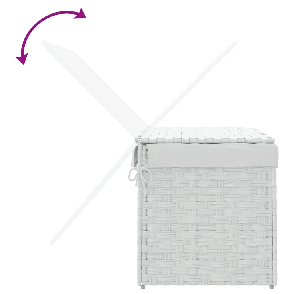 Wasmand met deksel 55,5x35x34 cm poly rattan wit is nu te koop bij PeponiXL, paradijselijk wonen!