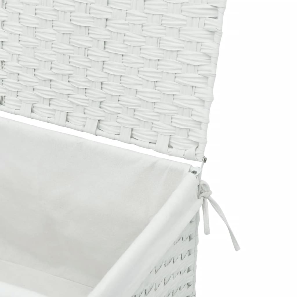 Wasmand met deksel 55,5x35x34 cm poly rattan wit is nu te koop bij PeponiXL, paradijselijk wonen!
