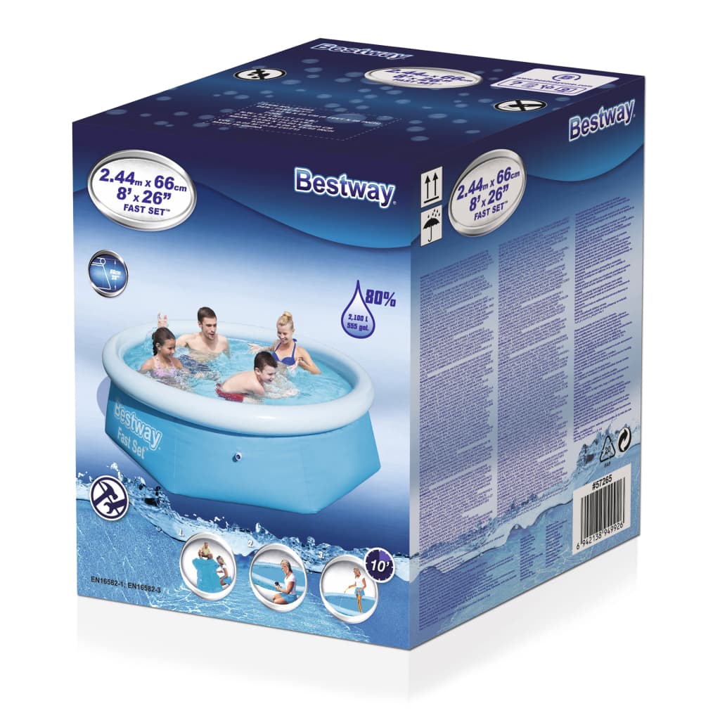 Bestway Fast Set Zwembad opblaasbaar rond 244x66 cm is nu te koop bij PeponiXL, paradijselijk wonen!