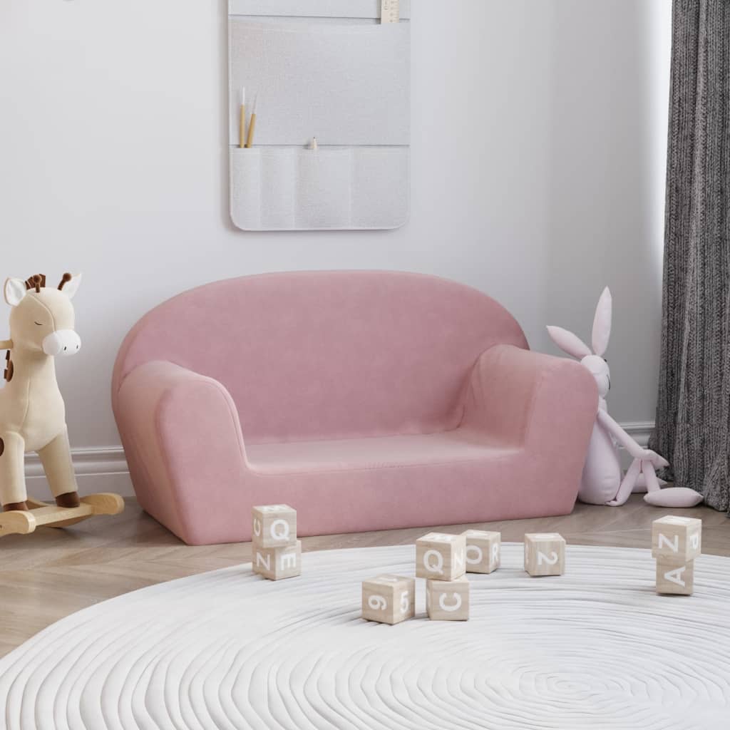 Kinderbank 2-zits zacht pluche roze is nu te koop bij PeponiXL, paradijselijk wonen!