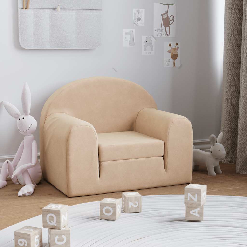 Kinderslaapbank zacht pluche crèmekleurig is nu te koop bij PeponiXL, paradijselijk wonen!