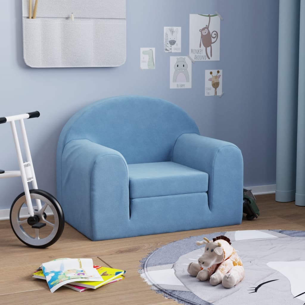 Kinderslaapbank zacht pluche blauw is nu te koop bij PeponiXL, paradijselijk wonen!
