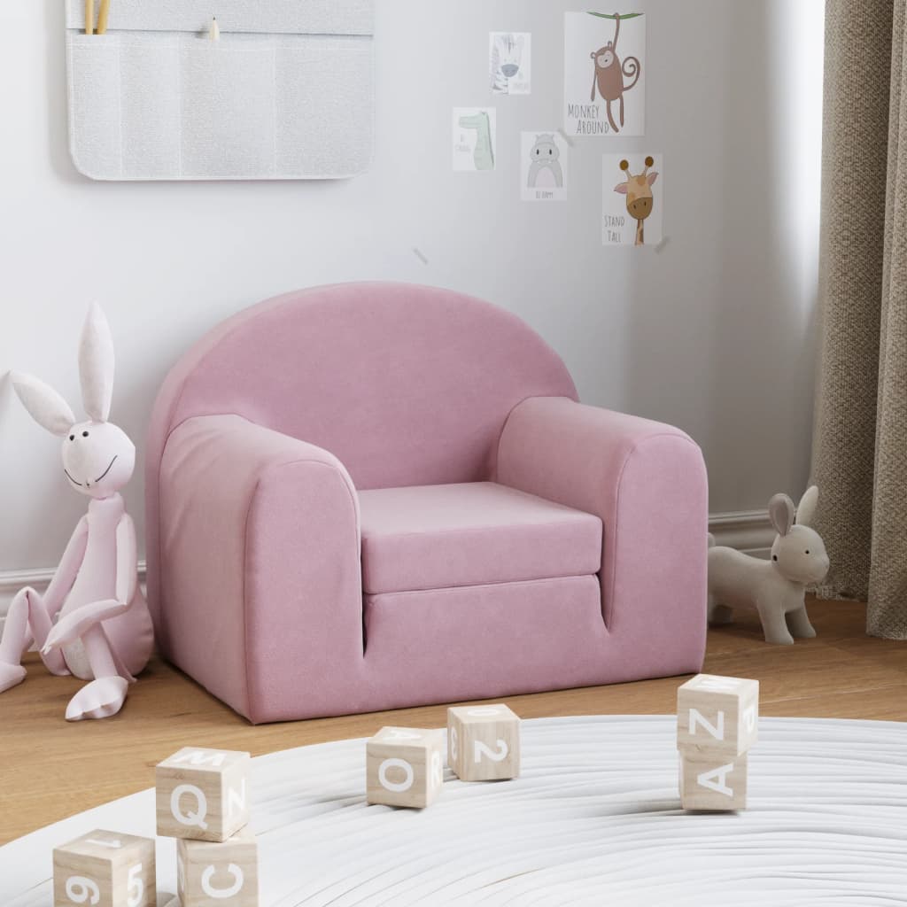 Kinderslaapbank zacht pluche roze is nu te koop bij PeponiXL, paradijselijk wonen!