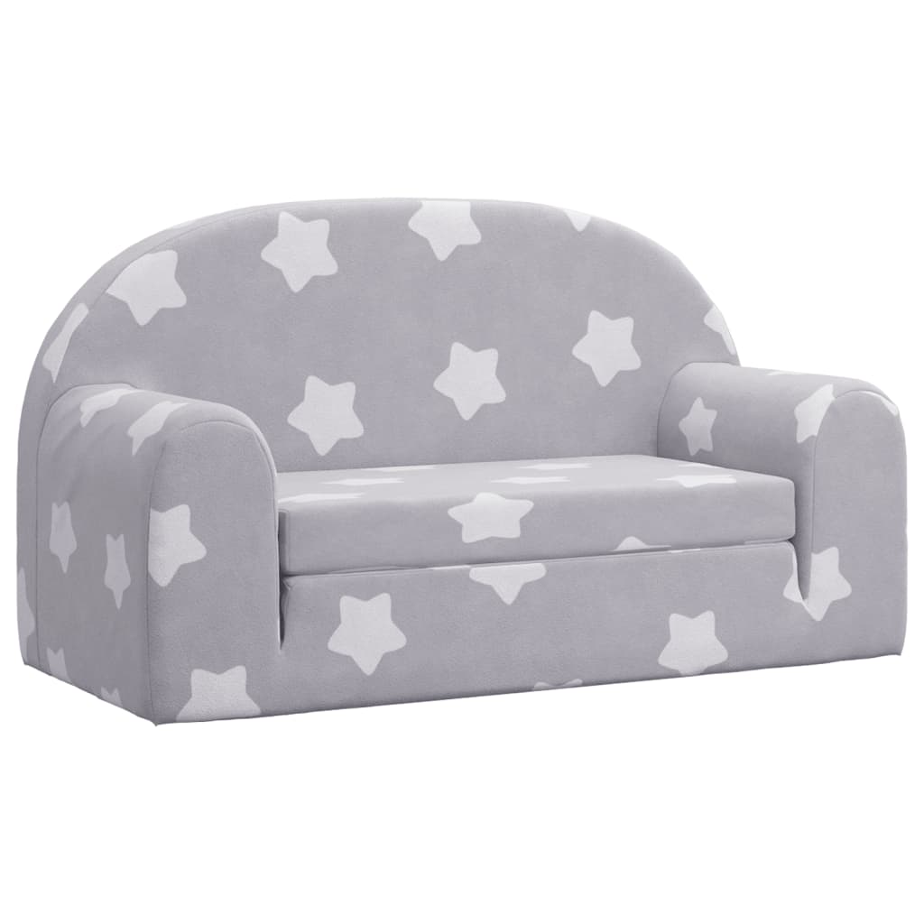Kinderslaapbank 2-zits met sterren zacht pluche lichtgrijs is nu te koop bij PeponiXL, paradijselijk wonen!