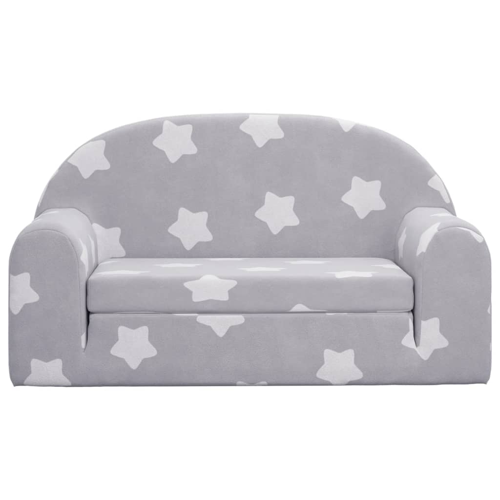 Kinderslaapbank 2-zits met sterren zacht pluche lichtgrijs is nu te koop bij PeponiXL, paradijselijk wonen!