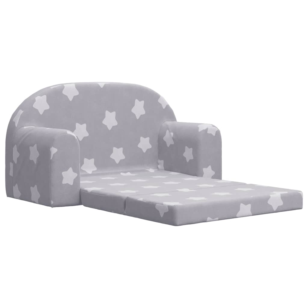 Kinderslaapbank 2-zits met sterren zacht pluche lichtgrijs is nu te koop bij PeponiXL, paradijselijk wonen!